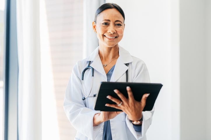 Doctor with mobile phone